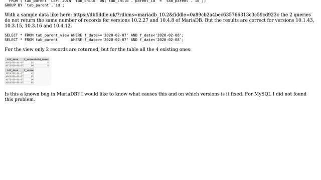 Databases: Wrong results on queries with join for some MariaDB versions смотреть онлайн