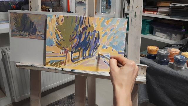 Этюд темперными красками | Таймлапс