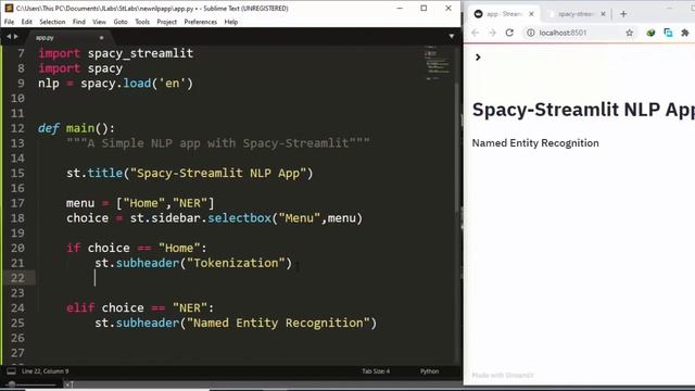 A Simple NLP App with Spacy Streamlit Python смотреть онлайн