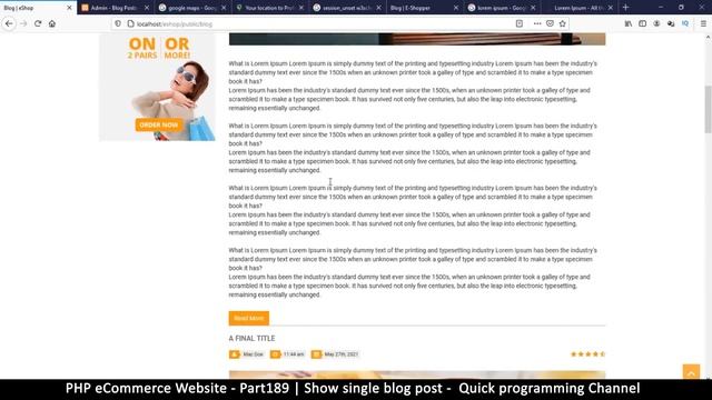 #189 PHP Ecommerce website development | Show single blog post | MVC OOP - Quick programming смотреть онлайн