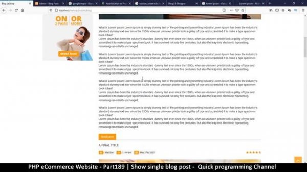 #189 PHP Ecommerce website development | Show single blog post | MVC OOP - Quick programming