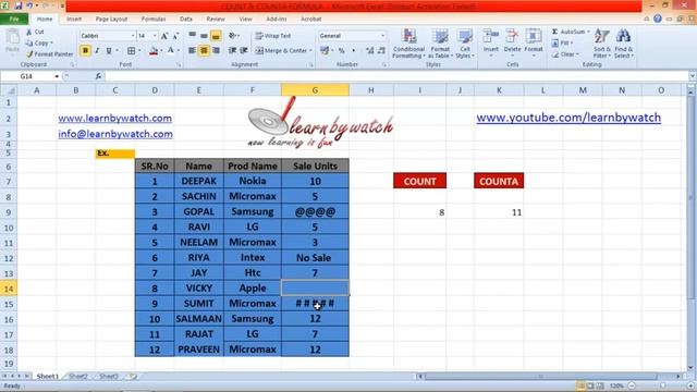 EXCEL Count and Counta formula in Excel by Motivator Teacher смотреть онлайн