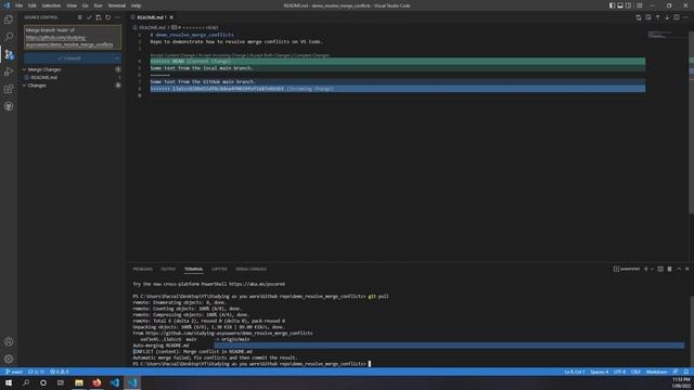 How to resolve git merge conflicts using VS Code смотреть онлайн