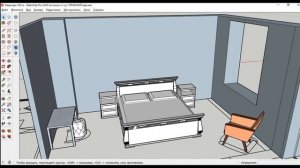 Интерьер спальни в SketchUp и скетч в Procreate / Interior sketch procreate