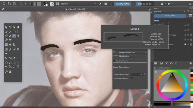 Krita 31 Vector Portrait Part 1 Elvis смотреть онлайн