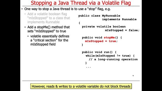 Managing the Java Thread Lifecycle: Stopping a Java Thread via a Volatile Flag смотреть онлайн