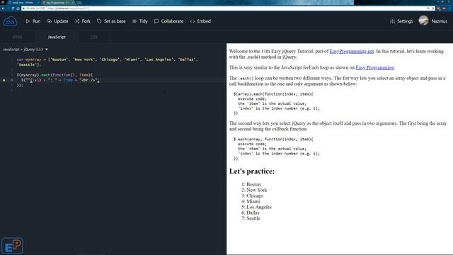 Easy jQuery - Looping with the .each() method (11) смотреть онлайн
