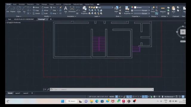 HOUSE PLAN IN AUTOCAD||50/60house plan complete video in AutoCAD||2D||3Bhk house plan @Microcadd смотреть онлайн