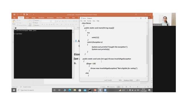 Creating user defined exception in Java смотреть онлайн