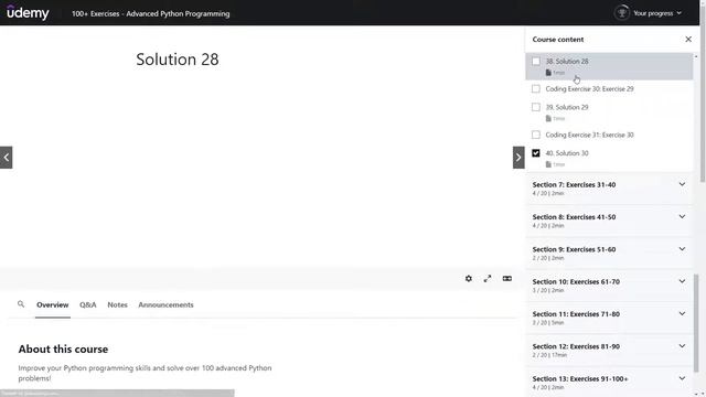 100+ Exercises - Advanced Python Programming - Udemy смотреть онлайн