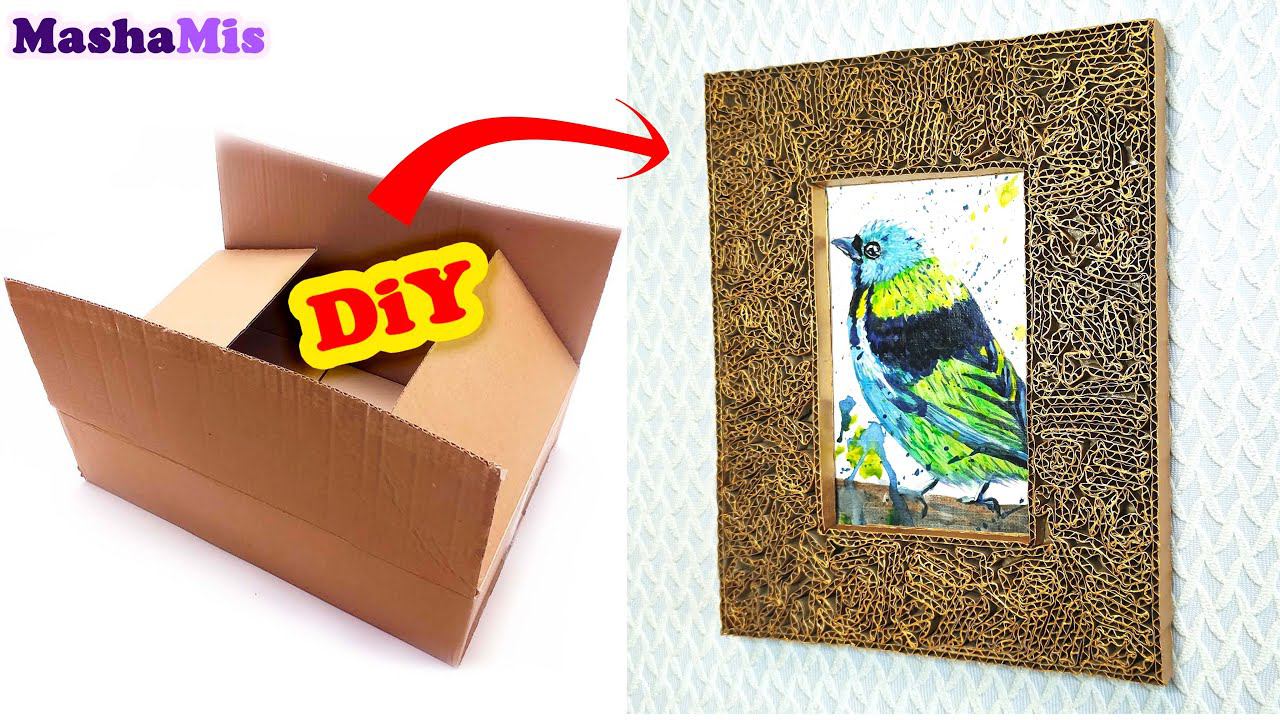 DIY ПОСМОТРИТЕ какая КРАСИВАЯ объёмная РАМКА получилась из обычной КАРТОННОЙ КОРОБКИ/Идея декора смотреть онлайн
