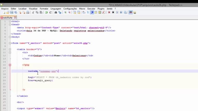 Curso de PHP #36 - MySQL - Deletando registros selecionados - Parte 1 смотреть онлайн