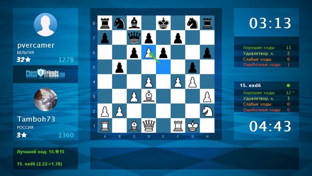 Chess Game Analysis: Tamboh73 - pvercamer : 1-0 (By ChessFriends.com) смотреть онлайн