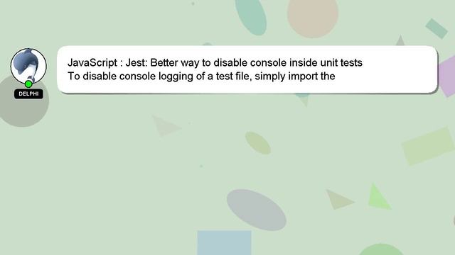 JavaScript : Jest: Better way to disable console inside unit tests смотреть онлайн