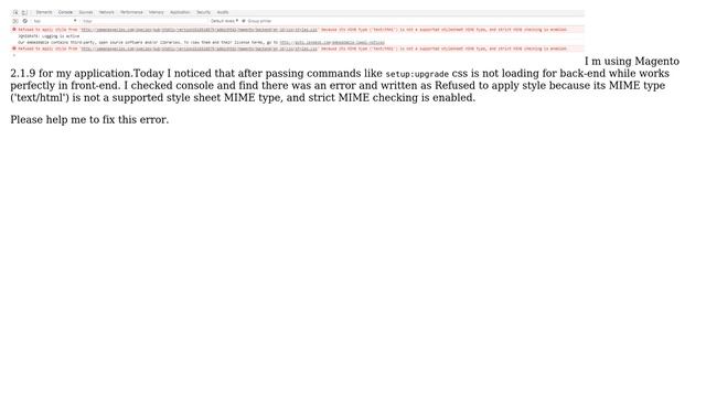 Magento 2.1.9 Back-end css not loading, the style sheet was not loaded because its MIME type,... смотреть онлайн