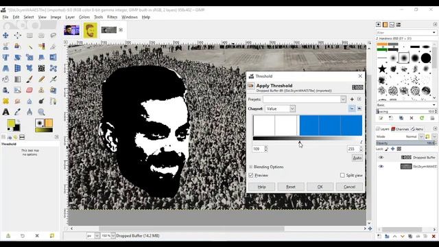 Crowd logo from face Photoshop free | Transform face into crowd silhouette |GIMP tutorial easy step смотреть онлайн