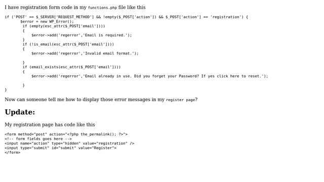 Wordpress: How to display error messages using WP_Error class? смотреть онлайн