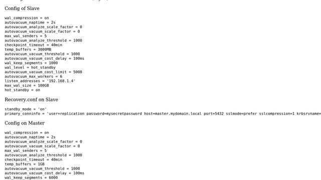 Databases: Postgresql size of Slave is bigger than Master size смотреть онлайн