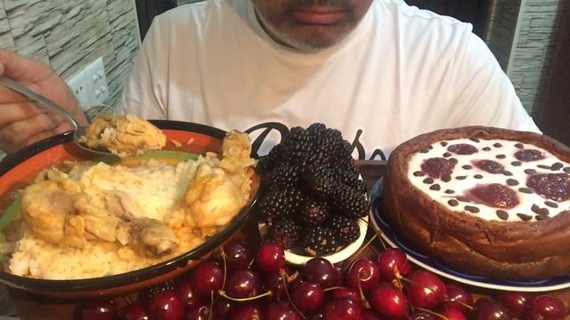 ASMR |No Talking| Biryani & Chicken🍗 Curry🍛| Apricot & Strawberry 🍓 Pie 🥧| Blackberry| Cherry🍒