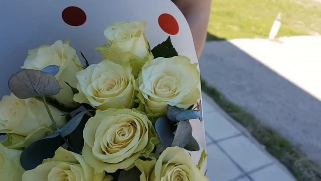Букет из 11 белых роз с эвкалиптом смотреть онлайн