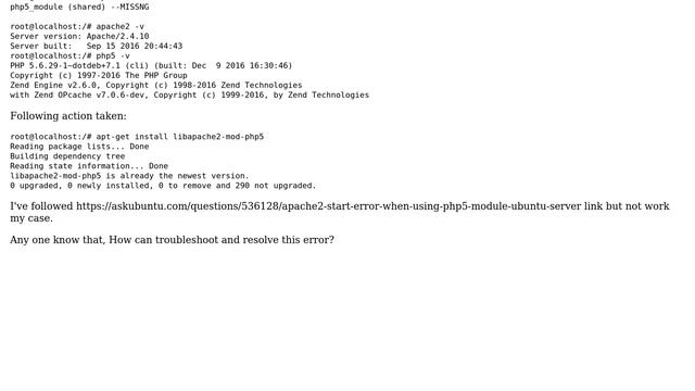 Ubuntu: php5.load: Cannot load libphp5.so undefined symbol: unixd_config apache service not start смотреть онлайн