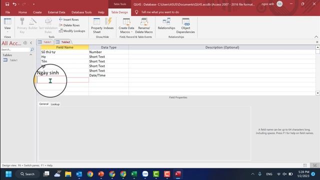 Tạo mới một cơ sở dữ liệu và tạo bảng trong access смотреть онлайн