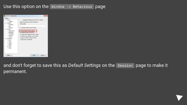 Prevent PuTTY's "Are you sure you want to close this session" popup? смотреть онлайн