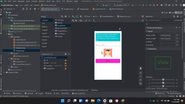 IMAGEVIEW ANDROID STUDIO | ADD IMAGE IN ANDROID STUDIO | IMAGEVIEW KOTLIN | KOTLIN IMAGE VIEW смотреть онлайн
