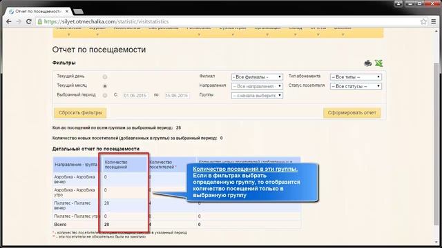 Отчет по посещаемости смотреть онлайн
