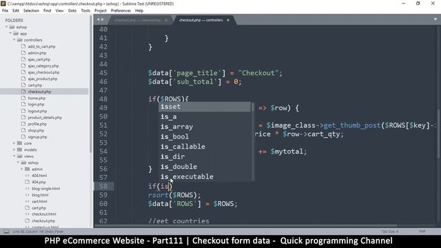 #111 PHP Ecommerce website development | Checkout form data | MVC OOP - Quick programming смотреть онлайн
