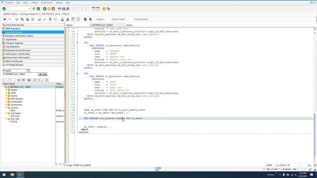 SAP ABAP - CL SALV TABLE Event Handling and Refresh Method смотреть онлайн
