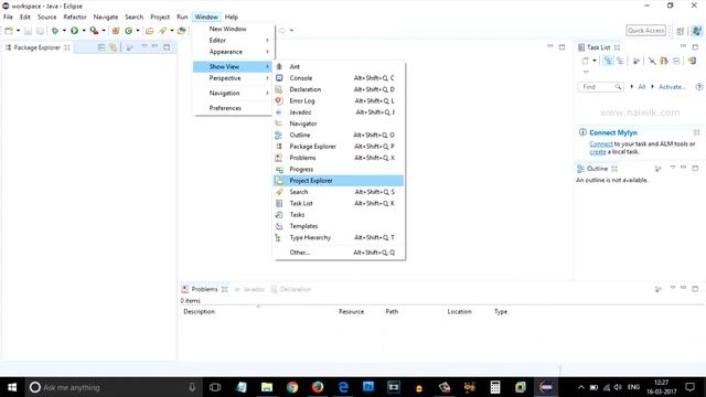 View / Show Project Explorer window in Eclipse Neon смотреть онлайн