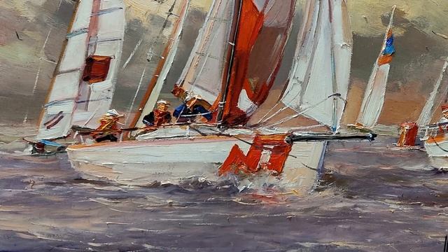 Купить картину маслом на холсте другу в подарок " Регата. Cеверный ветер" | Larionov Art смотреть онлайн