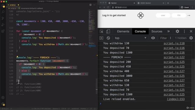 4 Looping Arrays forEach смотреть онлайн