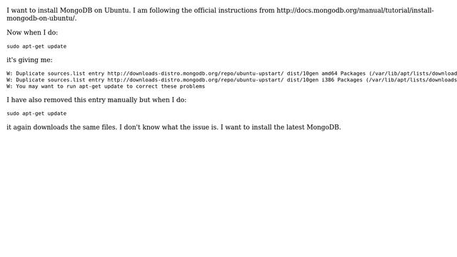 Ubuntu: W: Duplicate sources.list entry http://downloads-distro.mongodb.org/repo/ubuntu-upstart смотреть онлайн