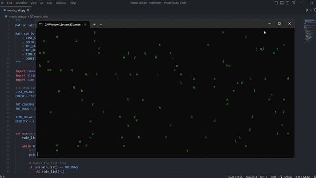 Matrix rain in Python смотреть онлайн