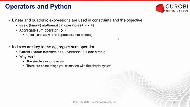 Python II: Advanced Algebraic modeling with Python and Gurobi смотреть онлайн