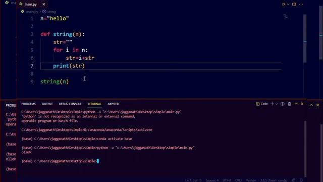 Reverse String without using inbuilt function Python | interview question #pythonfunction #python смотреть онлайн