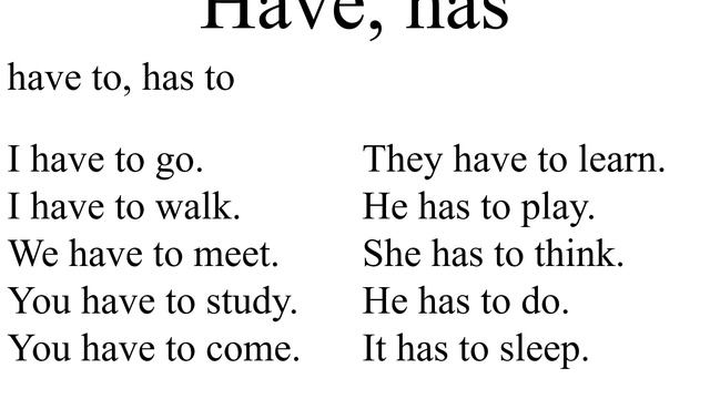 Spoken English/ lesson 2/ have/has/ have to/ has to/ don't have/ doesn't have смотреть онлайн