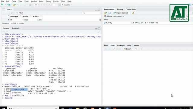 Two way analysis of variance using R studio, Tukey HSD test, Interaction bar graph смотреть онлайн