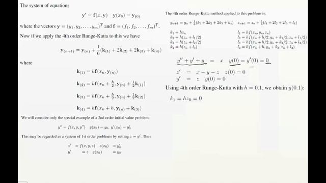 Numerical methods for ODEs - Runge-Kutta for Higher order ODES - example смотреть онлайн