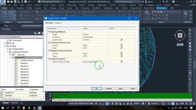 Platô sem banquetas usando (feature line, grading) usando critério no AutoCAD Civil 3D 2020 смотреть онлайн