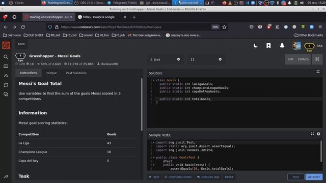 5.8.21 Solve kata on CodeWars. JS\Java. №6 смотреть онлайн