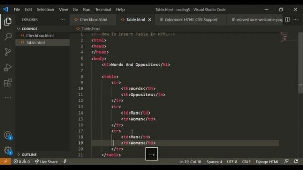Creating Table In HTML | Creating Table In HTML Using VSCode