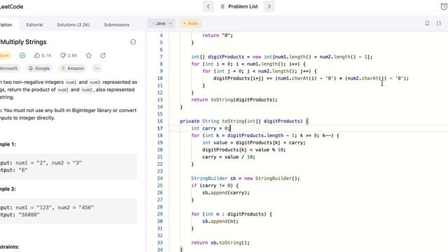LeetCode 43. Multiply Strings 中文解题思路 Java #string смотреть онлайн