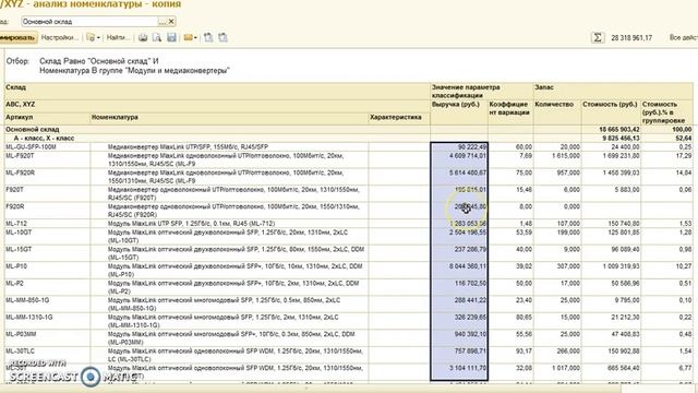 ABC анализ для УТ 11 в 1С смотреть онлайн