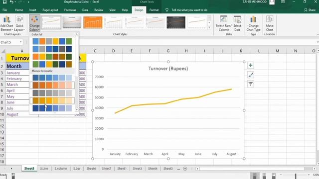 How to Change the Color of Line in Excel Line Graph | How to Change Chart Color in Excel смотреть онлайн