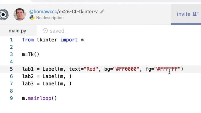 ex26 Color Labels using tkinter pt1 смотреть онлайн