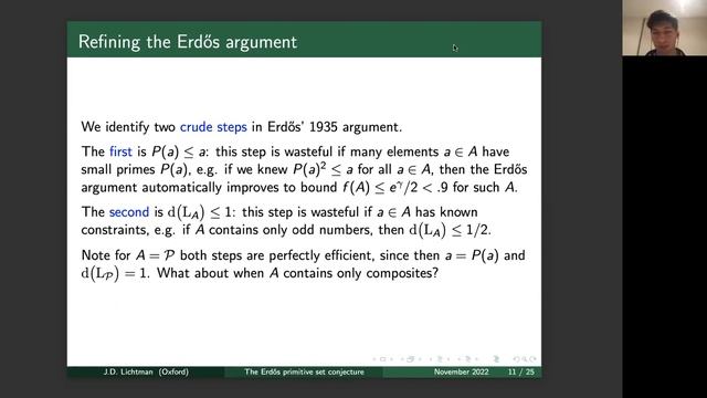 Jared Duker Lichtman: A proof of the Erdős primitive set conjecture (NTWS 149) смотреть онлайн