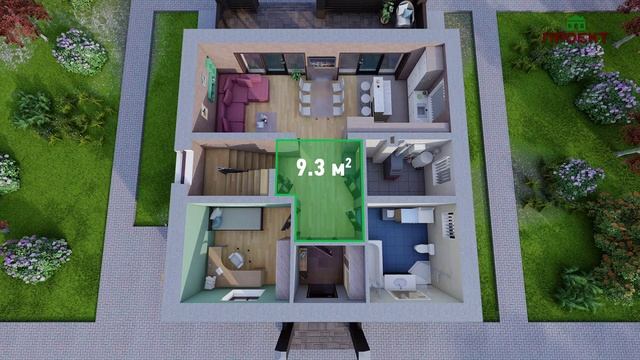 Проект двухэтажного дома, строительной площадью 208 м2. ПД-93 смотреть онлайн